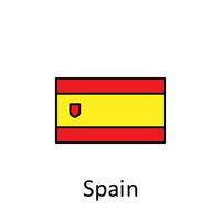nacional bandeira do Espanha dentro simples cores com nome vetor ícone ilustração