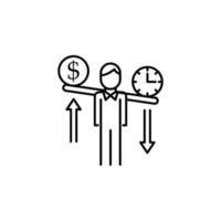 Tempo gerenciamento, equilíbrio, dinheiro, escala, Tempo vetor ícone ilustração