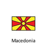 nacional bandeira do Macedônia dentro simples cores com nome vetor ícone ilustração