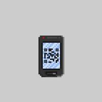 Preto Smartphone com código de barras placa dentro pixel arte estilo vetor