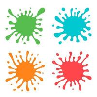 conjunto do quatro multicolorido mão desenhado pintura salpicos com pequeno salpicos e sombras. vetor ilustração
