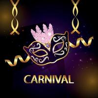 cartão de convite de carnaval com máscara de carnaval criativa vetor
