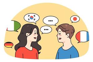 diverso pessoas conversa comunicar dentro diferente línguas vetor