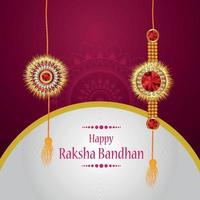 cartão comemorativo feliz raksha bandhan com rakhi de cristal criativo vetor