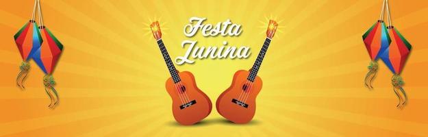 Banner convite do festival de festa junina com guitarra criativa