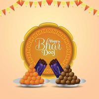 feliz bhai dooj fundo com merigold e puja thali vetor