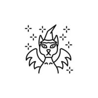 dia das Bruxas demônio diabo medo assustador gato animal chapéu asas traje vetor ícone ilustração