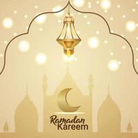 cartão comemorativo ramadan kareem com lanterna de vetor criativo