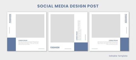 conjunto do 3 editável modelo social meios de comunicação Projeto postar com moderno n minimalista estilo. adequado para publicar, apresentação, promoção produtos, moda, Publicidades, anúncio, fundo, página vetor