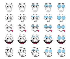 desenho animado risadinha face e piscar olho animação emoji vetor