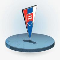 Eslováquia mapa dentro volta isométrico estilo com triangular 3d bandeira do Eslováquia vetor