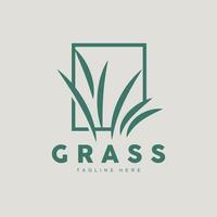 design de logotipo de grama verde, ilustração de paisagem de fazenda, vetor de cenário natural