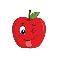 língua Fora com piscadela maçã fruta personagem desenho animado. adequado para poster, bandeira, rede, ícone, mascote, fundo vetor