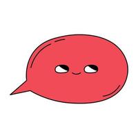 desenho animado bolha discurso personagem com sorriso. funky vetor fofa vermelho bolha personagem isolado em branco