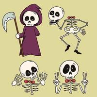 esqueleto feliz do dia das bruxas e ceifador