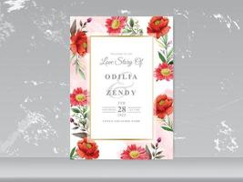 lindo conjunto de cartão de convite de casamento em aquarela floral vetor