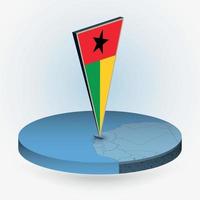 Guiné-Bissau mapa dentro volta isométrico estilo com triangular 3d bandeira do Guiné-Bissau vetor