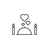 cardápio, jantar, amor, coração vetor ícone ilustração