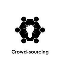 hexágono, lâmpada, crowdsourcing vetor ícone ilustração