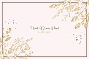 elegante dourado floral fundo com mão desenhado flores e folhas ilustração decoração vetor