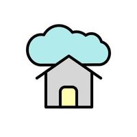 nuvem, casa vetor ícone ilustração
