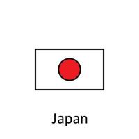 nacional bandeira do Japão dentro simples cores com nome vetor ícone ilustração