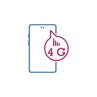 telefone, 4g, conexão, dados vetor ícone ilustração