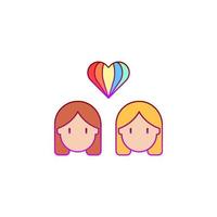 lésbica, coração, orgulho dia vetor ícone ilustração
