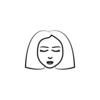 mulher, curto cabelo vetor ícone ilustração