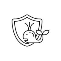 baleia, escudo, animal proteção vetor ícone ilustração