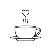 xícara, fumaça, coração, café vetor ícone ilustração