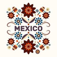 cartaz do México com ilustração tradicional. folk. sombrero pimenta