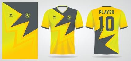 modelo de camisa esporte preta amarela para uniformes de time e design de camiseta de futebol vetor