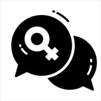 bate-papo bolhas com fêmea símbolo mostrando conceito do mulheres dia bate-papo vetor