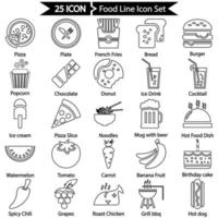 conjunto de ícones de linha de alimentos vetor