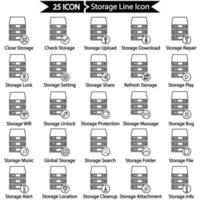 armazenamento linha ícone pacote vetor