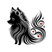 delicioso ornamental pomerânia cachorro com floral padronizar. Preto e branco vetor ilustração perfeito para animal produtos, animal asseio, e de outros relacionado projetos.