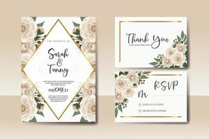 Casamento convite quadro, Armação definir, floral aguarela digital mão desenhado camélia flor Projeto convite cartão modelo vetor