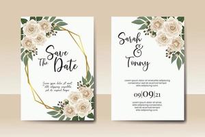 Casamento convite quadro, Armação definir, floral aguarela digital mão desenhado camélia flor Projeto convite cartão modelo vetor