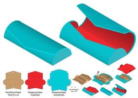 design de modelo cortado de embalagem de caixa. Maquete 3D vetor