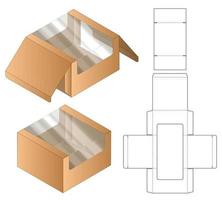 design de modelo cortado de embalagem de caixa. Maquete 3D vetor