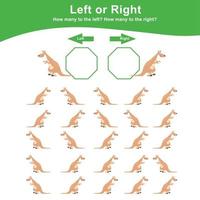 esquerda ou certo jogos para pré escola crianças. planilha atividade para pré escola crianças. Educação matemática imprimível planilha para contando quão muitos estão esquerda e certo. vetor ilustração.