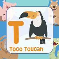 flashcard animal bonito para crianças. Pronto para imprimir. cartão de jogo para impressão. cartão educacional para pré-escola. ilustração vetorial. vetor