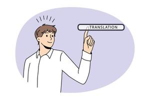 tradução conectados tecnologias botão conceito vetor