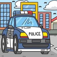 polícia carro colori desenho animado ilustração vetor