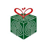 festivo verde presente caixa com elegante vermelho fita e arco. vetor ilustração perfeito para Natal, aniversário, aniversário, e de outros especial ocasiões.