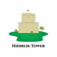 a torre hidirlik é uma torre histórica de pedra castanha em antalya, na turquia. as muralhas da cidade unem-se às muralhas do mar. você tem uma bela vista da água. este lugar vale a pena visitar. vetor