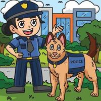 polícia Policial e polícia cachorro colori desenho animado vetor