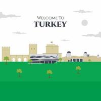 marcos de construção famosos turcos. bem-vindo à Turquia. ótimo destino para férias. ilustração em vetor estilo plano de atração de viagens e turismo. modelo de apresentação de viagem para a Turquia