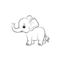 elefante coloração página para crianças mão desenhado elefante esboço ilustração vetor